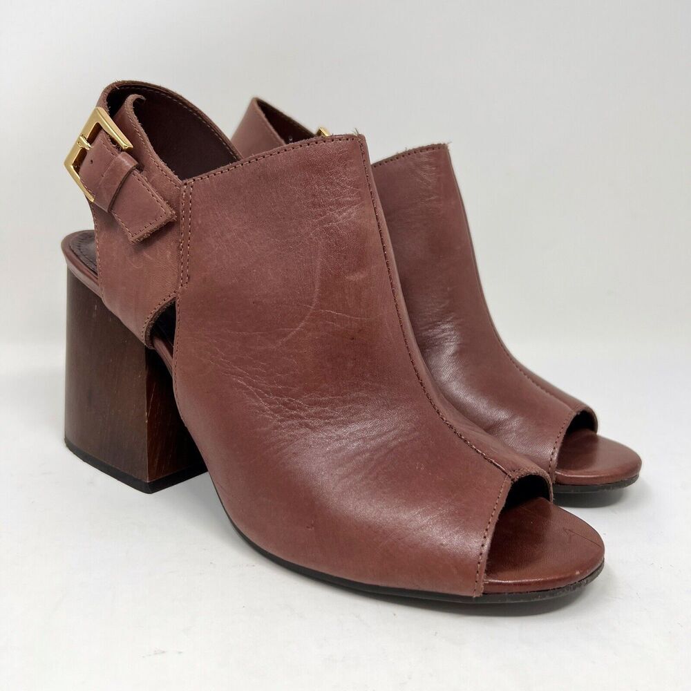 Chocolat Blu Tan Leather Block Heel Sandals - Picture 2 of 13